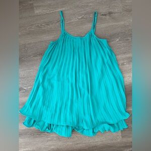 Vibrant Teal Pleated Dress